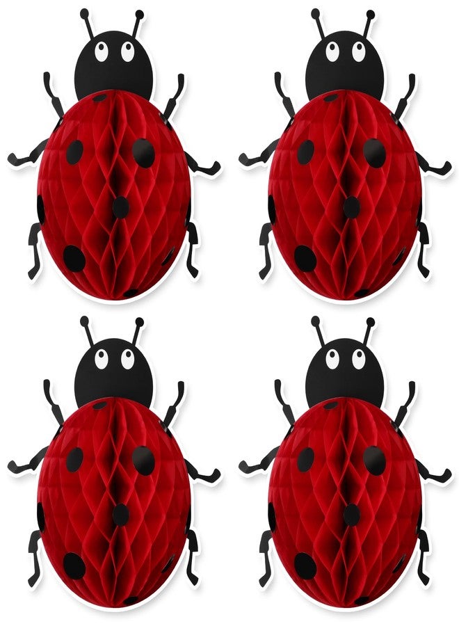 Amyhill 4 Pcs Ladybug Party Decorations Supplies 12 Inch Large Ladybug Honeycomb Centerpiece Birthday Party Decorations 3D Bug Decor Hanging Bug for Birthday Baby Shower Supplies - Image 1